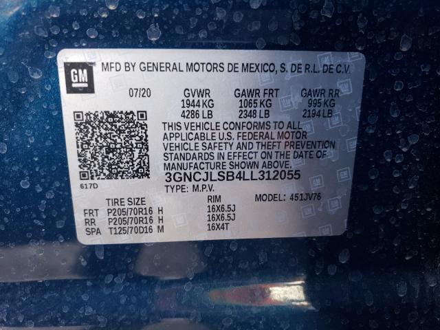 Photo 9 VIN: 3GNCJLSB4LL312055 - CHEVROLET TRAX 1LT 