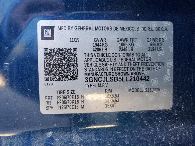 Photo 12 VIN: 3GNCJLSB5LL210442 - CHEVROLET TRAX 1LT 