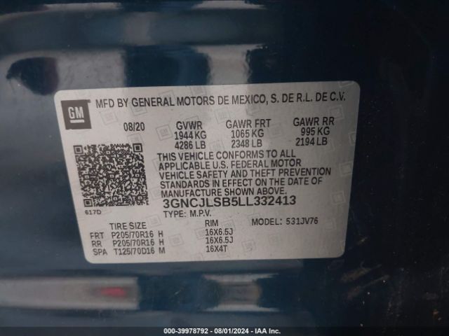 Photo 8 VIN: 3GNCJLSB5LL332413 - CHEVROLET TRAX 