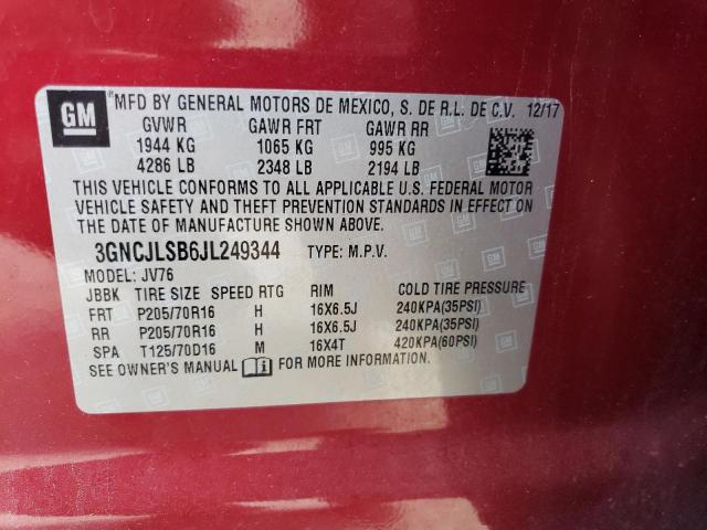 Photo 11 VIN: 3GNCJLSB6JL249344 - CHEVROLET TRAX 1LT 