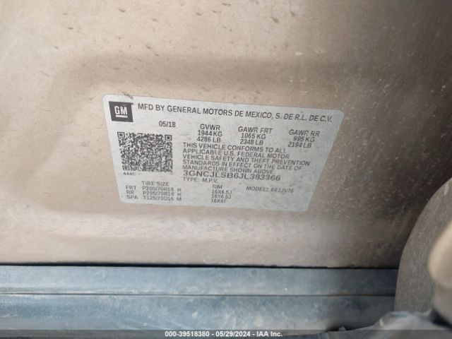 Photo 8 VIN: 3GNCJLSB6JL383366 - CHEVROLET TRAX 