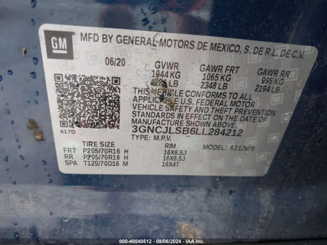 Photo 8 VIN: 3GNCJLSB6LL284212 - CHEVROLET TRAX 