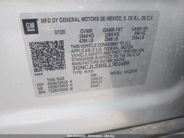 Photo 8 VIN: 3GNCJLSB6LL303499 - CHEVROLET TRAX 