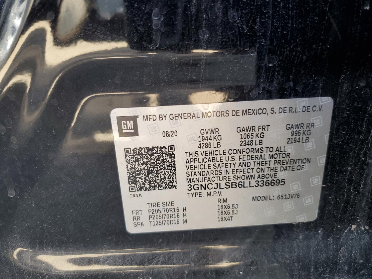 Photo 12 VIN: 3GNCJLSB6LL336695 - CHEVROLET TRAX 