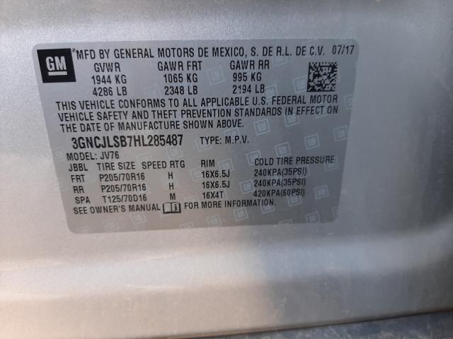 Photo 9 VIN: 3GNCJLSB7HL285487 - CHEVROLET TRAX 1LT 