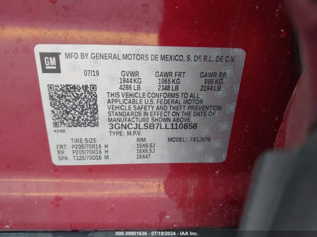 Photo 8 VIN: 3GNCJLSB7LL110858 - CHEVROLET TRAX 