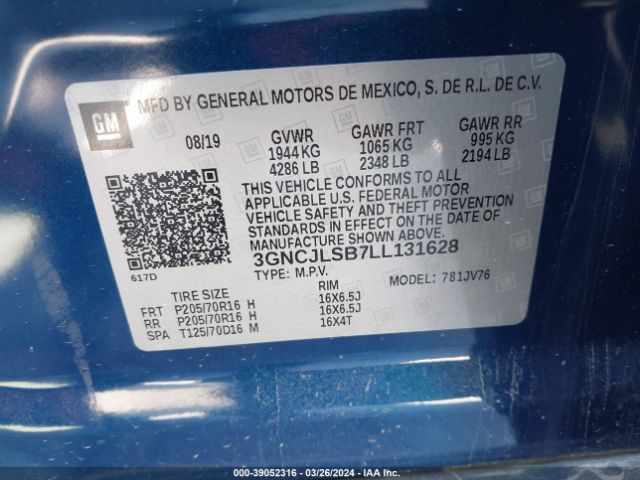 Photo 8 VIN: 3GNCJLSB7LL131628 - CHEVROLET TRAX 