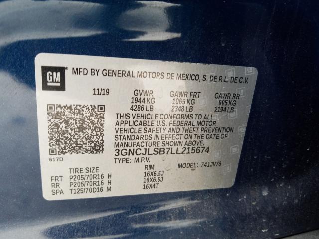 Photo 9 VIN: 3GNCJLSB7LL215674 - CHEVROLET TRAX 1LT 