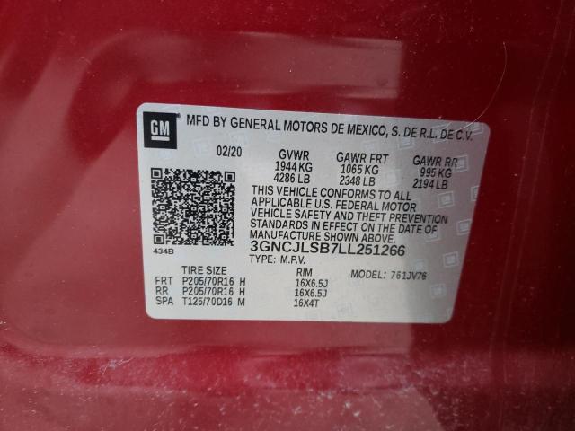 Photo 9 VIN: 3GNCJLSB7LL251266 - CHEVROLET TRAX 1LT 