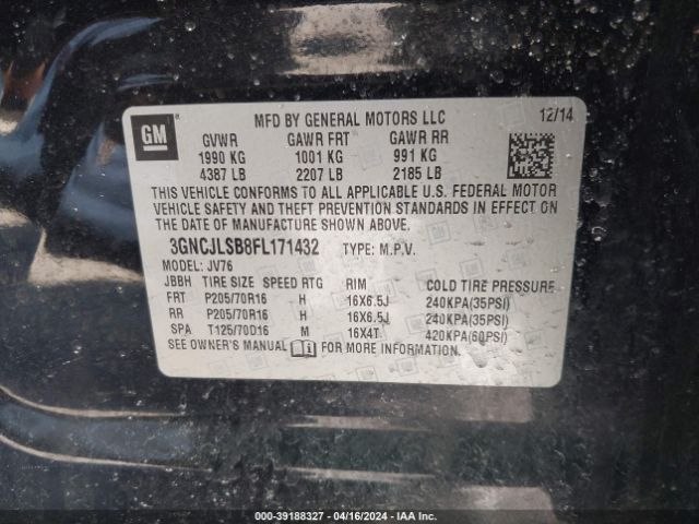 Photo 8 VIN: 3GNCJLSB8FL171432 - CHEVROLET TRAX 