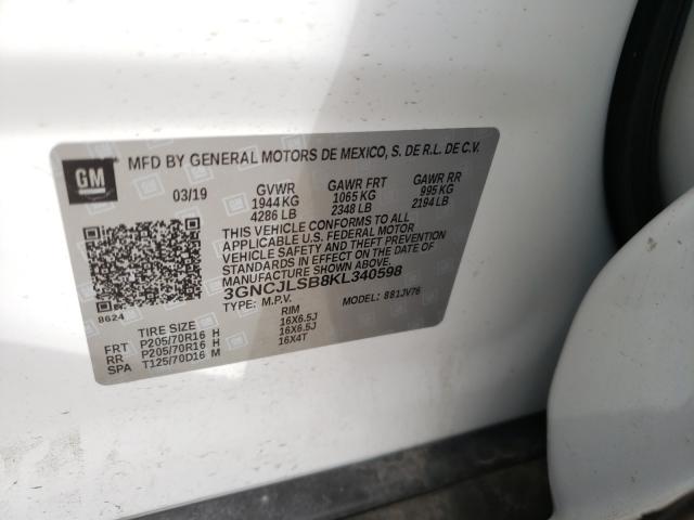 Photo 9 VIN: 3GNCJLSB8KL340598 - CHEVROLET TRAX 1LT 