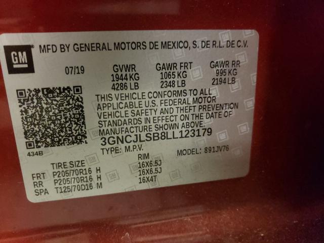 Photo 9 VIN: 3GNCJLSB8LL123179 - CHEVROLET TRAX 1LT 