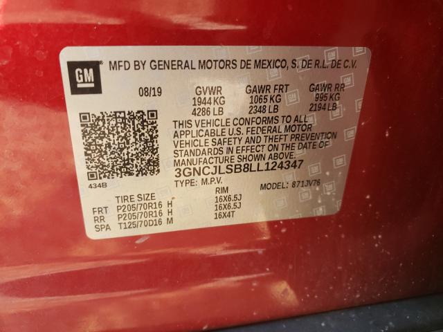 Photo 9 VIN: 3GNCJLSB8LL124347 - CHEVROLET TRAX 1LT 