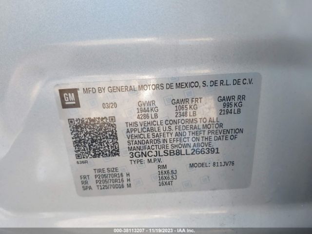 Photo 8 VIN: 3GNCJLSB8LL266391 - CHEVROLET TRAX 