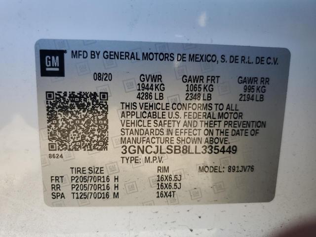 Photo 12 VIN: 3GNCJLSB8LL335449 - CHEVROLET TRAX 1LT 