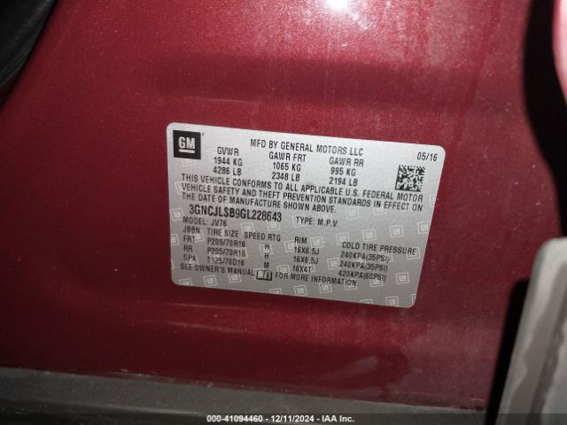 Photo 8 VIN: 3GNCJLSB9GL228643 - CHEVROLET TRAX 