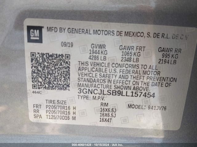 Photo 8 VIN: 3GNCJLSB9LL157454 - CHEVROLET TRAX 