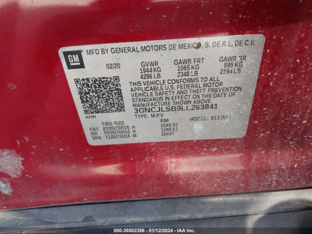 Photo 8 VIN: 3GNCJLSB9LL263841 - CHEVROLET TRAX 