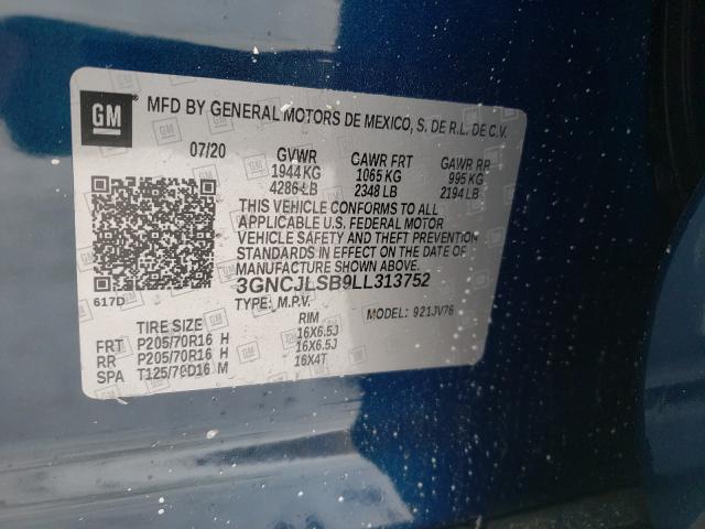 Photo 9 VIN: 3GNCJLSB9LL313752 - CHEVROLET TRAX 1LT 