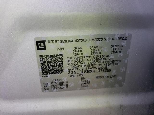 Photo 9 VIN: 3GNCJLSBXKL376289 - CHEVROLET TRAX 1LT 