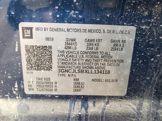 Photo 9 VIN: 3GNCJLSBXLL134118 - CHEVROLET TRAX 1LT 