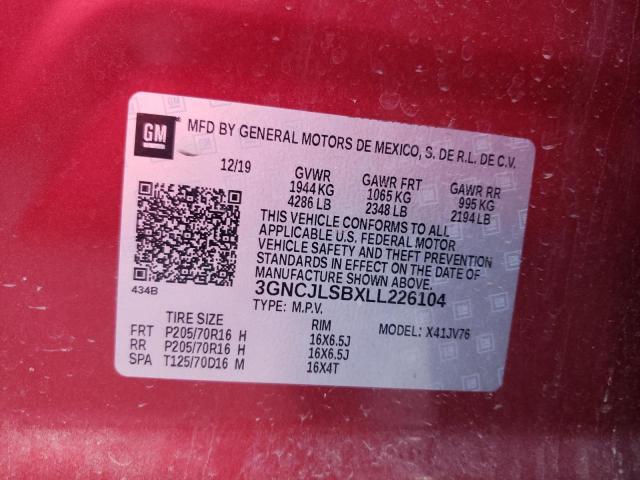 Photo 11 VIN: 3GNCJLSBXLL226104 - CHEVROLET TRAX 1LT 