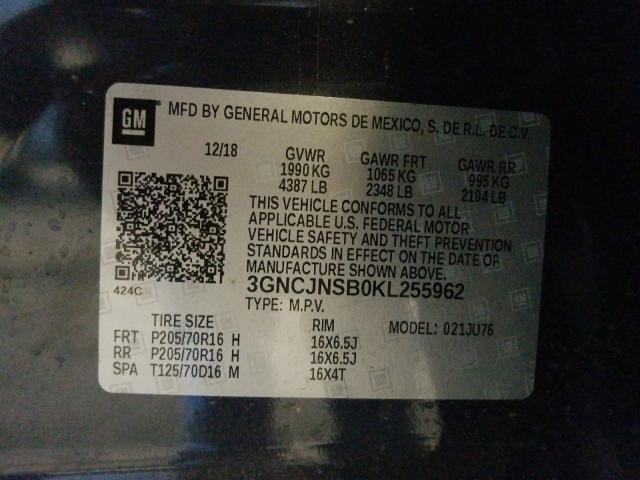 Photo 9 VIN: 3GNCJNSB0KL255962 - CHEVROLET TRAX LS 