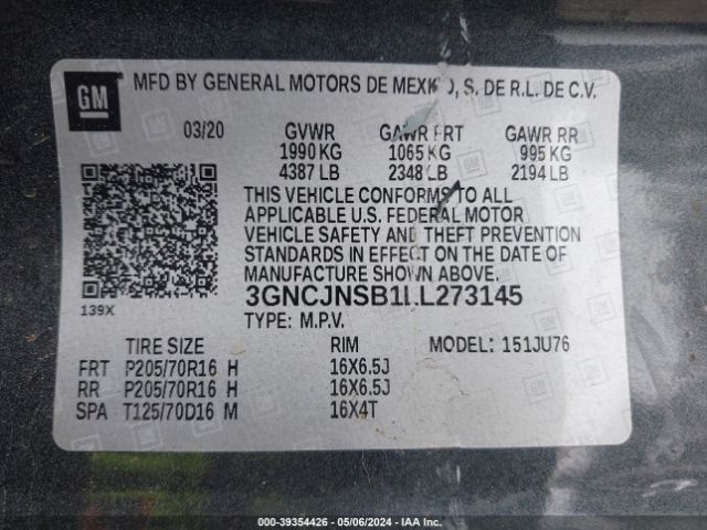 Photo 8 VIN: 3GNCJNSB1LL273145 - CHEVROLET TRAX 