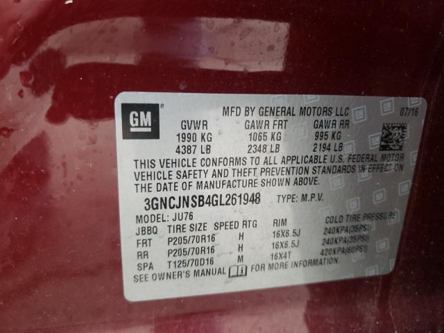 Photo 9 VIN: 3GNCJNSB4GL261948 - CHEVROLET TRAX LS 