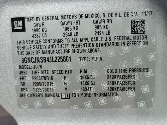 Photo 9 VIN: 3GNCJNSB4JL225801 - CHEVROLET TRAX LS 