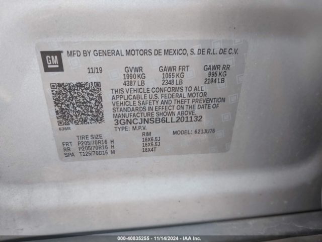 Photo 8 VIN: 3GNCJNSB6LL201132 - CHEVROLET TRAX 