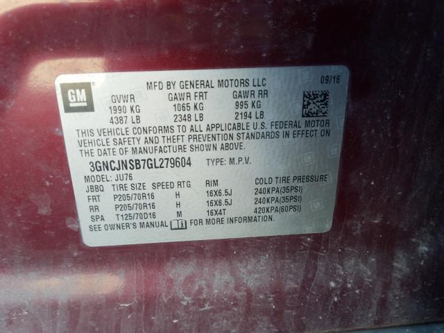 Photo 9 VIN: 3GNCJNSB7GL279604 - CHEVROLET TRAX LS 