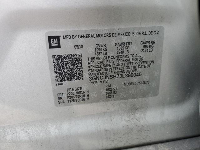 Photo 12 VIN: 3GNCJNSB7JL386045 - CHEVROLET TRAX LS 