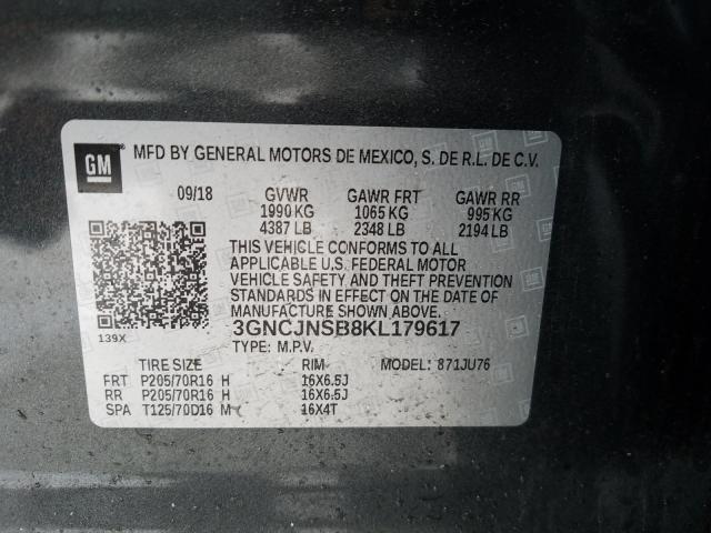 Photo 9 VIN: 3GNCJNSB8KL179617 - CHEVROLET TRAX LS 