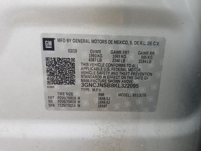 Photo 9 VIN: 3GNCJNSB8KL322095 - CHEVROLET TRAX LS 