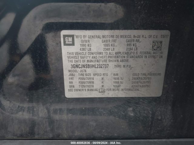 Photo 8 VIN: 3GNCJNSB9HL232737 - CHEVROLET TRAX 