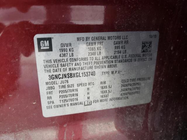 Photo 12 VIN: 3GNCJNSBXGL153740 - CHEVROLET TRAX LS 