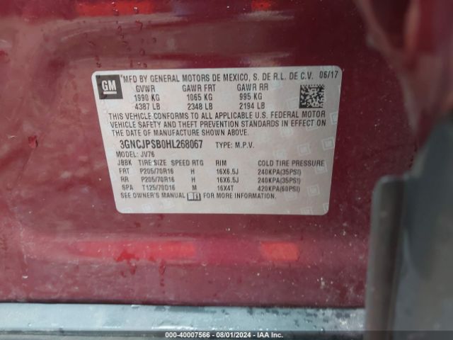 Photo 8 VIN: 3GNCJPSB0HL268067 - CHEVROLET TRAX 