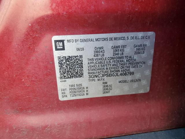 Photo 12 VIN: 3GNCJPSB0JL408799 - CHEVROLET TRAX 1LT 