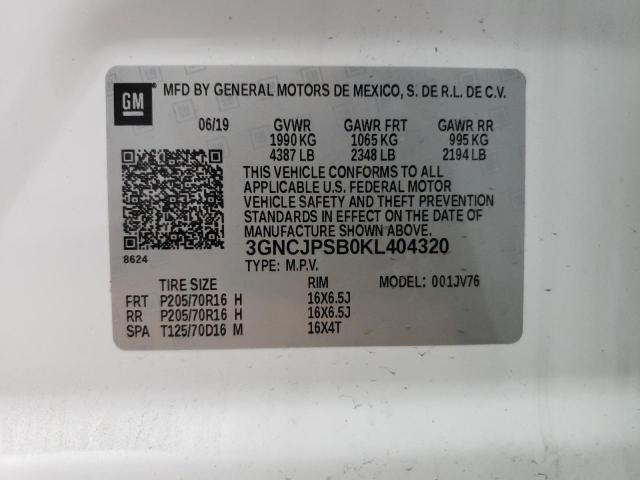 Photo 12 VIN: 3GNCJPSB0KL404320 - CHEVROLET TRAX 1LT 