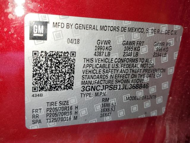 Photo 13 VIN: 3GNCJPSB1JL368846 - CHEVROLET TRAX 