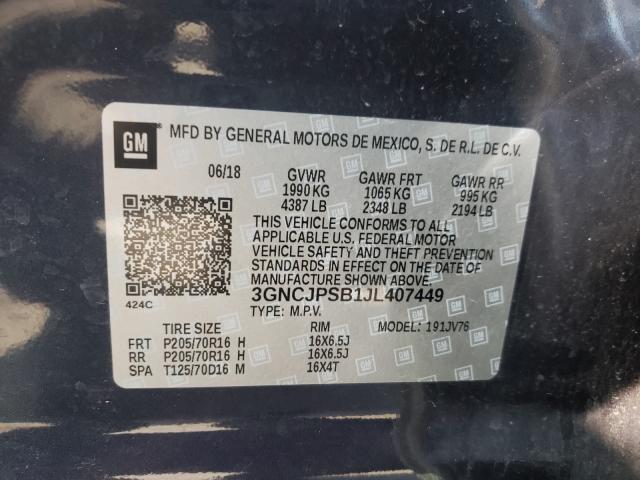 Photo 9 VIN: 3GNCJPSB1JL407449 - CHEVROLET TRAX 1LT 