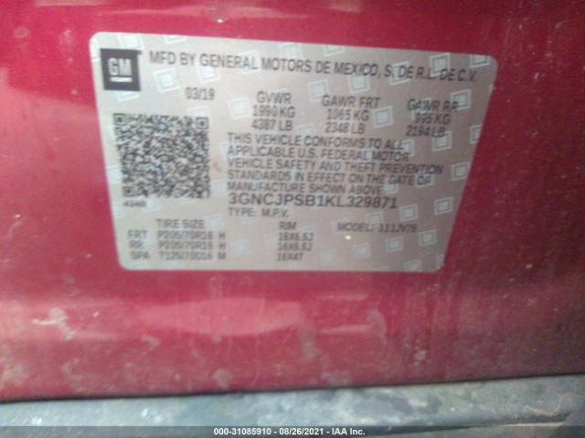 Photo 8 VIN: 3GNCJPSB1KL329871 - CHEVROLET TRAX 