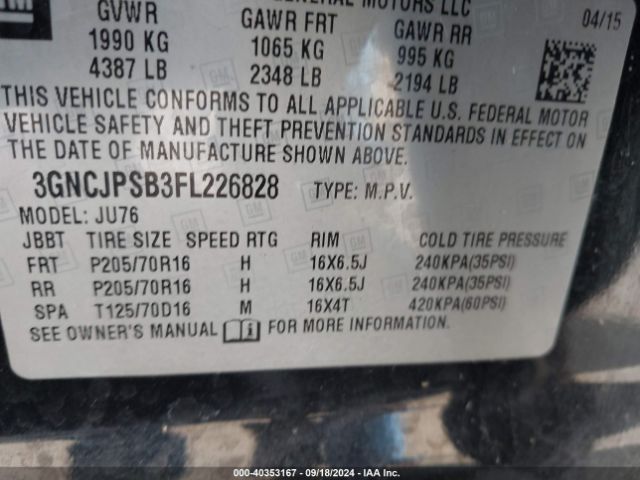 Photo 8 VIN: 3GNCJPSB3FL226828 - CHEVROLET TRAX 