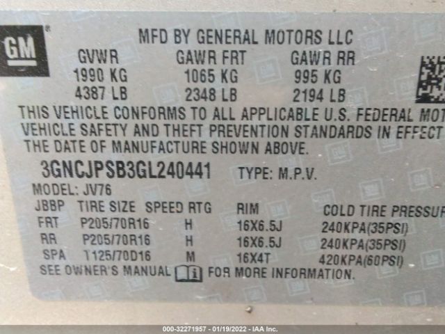 Photo 8 VIN: 3GNCJPSB3GL240441 - CHEVROLET TRAX 