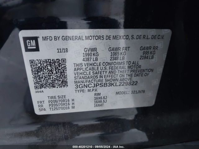 Photo 8 VIN: 3GNCJPSB3KL229822 - CHEVROLET TRAX 