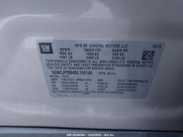 Photo 8 VIN: 3GNCJPSB4GL156144 - CHEVROLET TRAX 