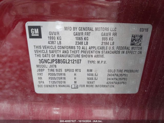 Photo 8 VIN: 3GNCJPSB5GL212107 - CHEVROLET TRAX 