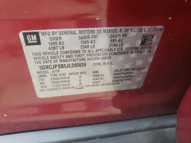 Photo 9 VIN: 3GNCJPSB5JL285839 - CHEVROLET TRAX 1LT 