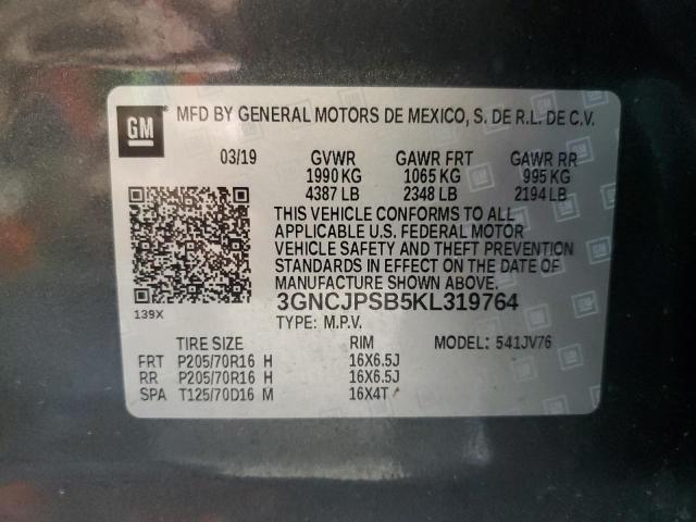 Photo 12 VIN: 3GNCJPSB5KL319764 - CHEVROLET TRAX 1LT 